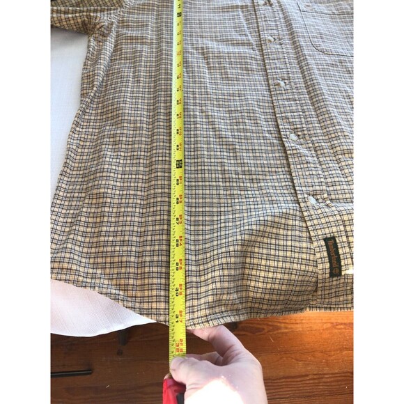 Timberland Men’s Button Down Shirt Sz XL Yellow Plaid 100% Cotton Short Sleeve - Picture 8 of 9